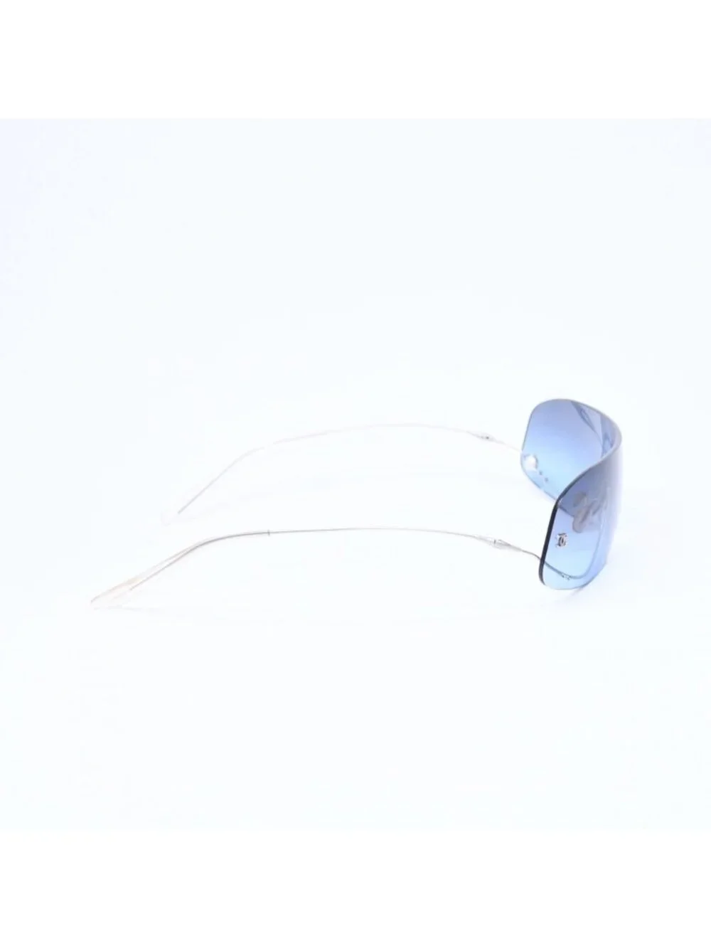 Chanel Shield Sunglasses Eyewear 125 CC Logo Faux Pearl Blue